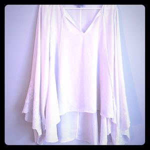 JLo Whote Goddess White Blouse Embroider Sleeve XL